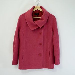 Talbots Wool Blend Wing Collar Double Breasted Peacoat, Pink, Women Petite 10P
